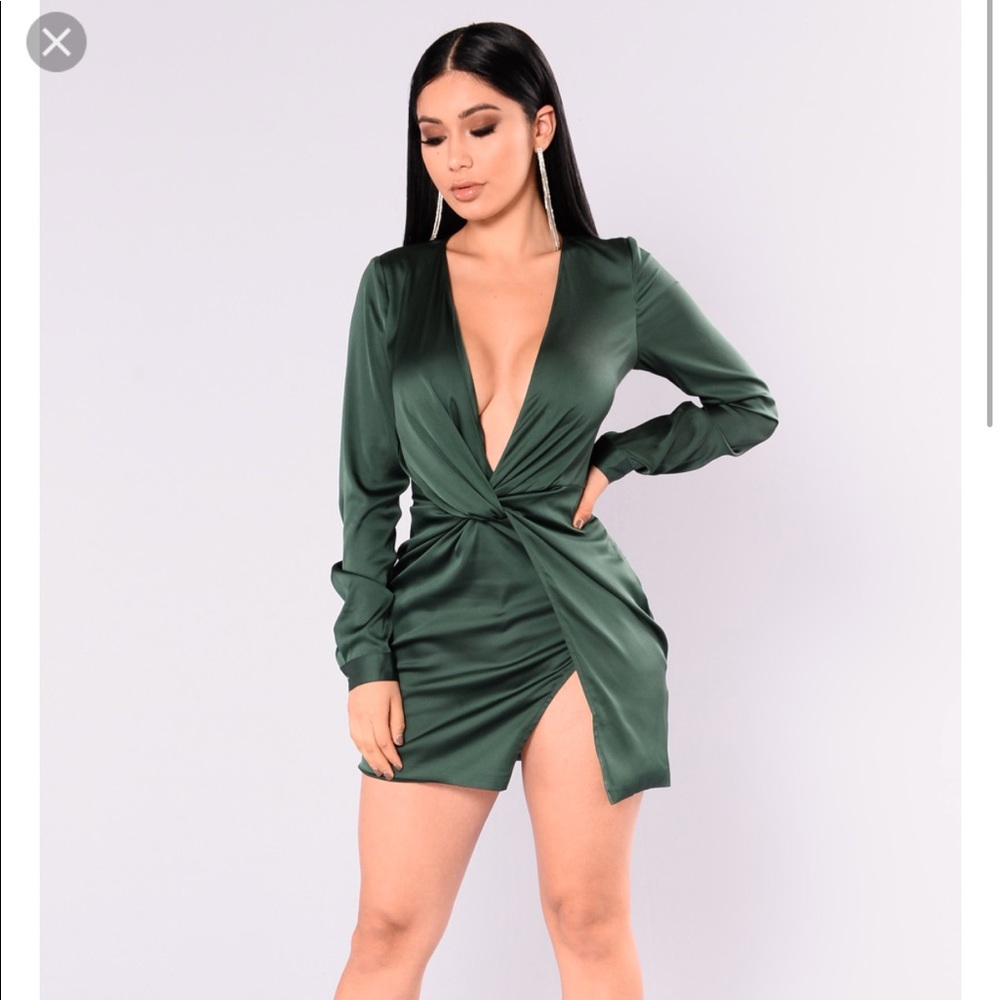 Satin hunter green dress BRAND NEW